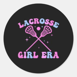Retro Groovy in my Lacrosse Girl Era Funny (2 Seit Runder Aufkleber