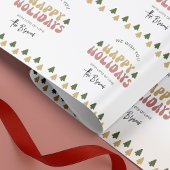 Retro Groovy Individuelle Name Happy Holidays Weih Geschenkpapier
