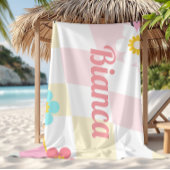 Retro Groovy Individuelle Name Strandtuch Bridesma