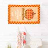 Retro Groovy Kariert Pumpkin Checkered Erntedank Banner (Insitu)