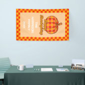 Retro Groovy Kariert Pumpkin Checkered Erntedank Banner (Messeveranstaltung)