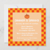 Retro Groovy Kariert Pumpkin Checkered Erntedank Einladung (Rückseite)