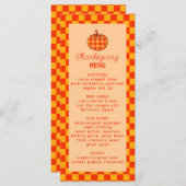 Retro Groovy Kariert Pumpkin Checkered Erntedank Menükarte (Vorne/Hinten)