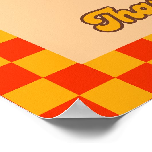 Retro Groovy Kariert Pumpkin Checkered Erntedank Poster (Ecke)