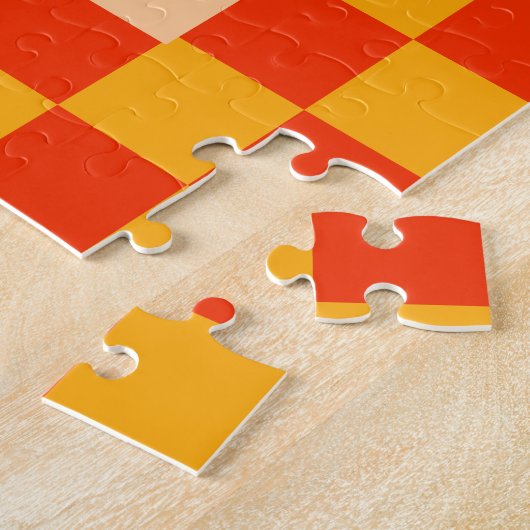 Retro Groovy Kariert Pumpkin Checkered Erntedank Puzzle (Seite)