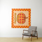 Retro Groovy Kariert Pumpkin Checkered Erntedank Wandteppich (Beispiel (Horizontal))