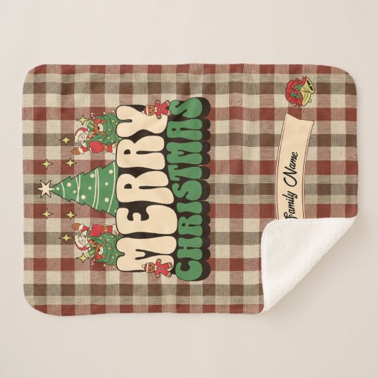 Retro Groovy - Karierter Familienname Sherpadecke (Vorderseite (Horizontal))