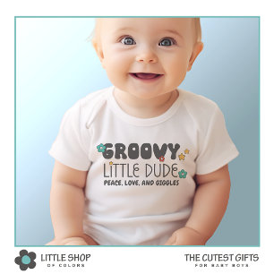 Retro Groovy Kleiner Typ Kerl Baby Strampler