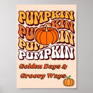 Retro Groovy Kürbis Herbstsaison Vintage Herbst Poster