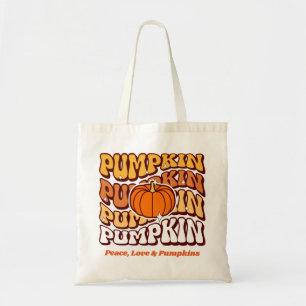 Retro Groovy Kürbis Herbstsaison Vintage Herbst Tragetasche