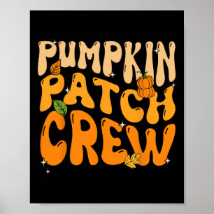 Retro Groovy Kürbisfeld-Crew Thanksgiving Herbst Poster