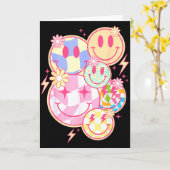 Retro Groovy Lächeln Gesicht Blume Glückliches Ges Karte (Gelbe Blume)