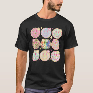 Retro Groovy Lächeln Gesicht Blume Glückliches Ges T-Shirt