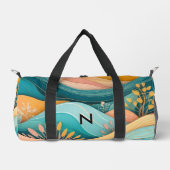Retro Groovy Landschaft Stilvoll Mit Monogramm Duffle Bag (Vorderseite)
