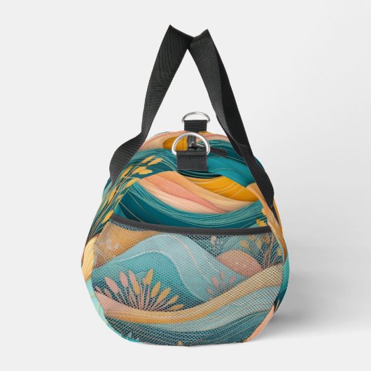 Retro Groovy Landschaft Stilvoll Mit Monogramm Duffle Bag (Rechts)