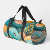 Retro Groovy Landschaft Stilvoll Mit Monogramm Duffle Bag (Rechte Ecke)