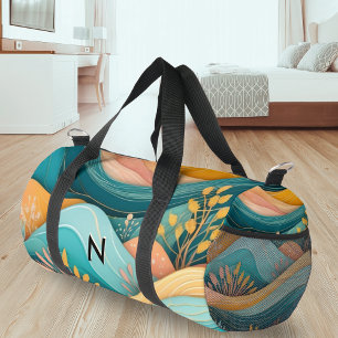 Retro Groovy Landschaft Stilvoll Mit Monogramm Duffle Bag