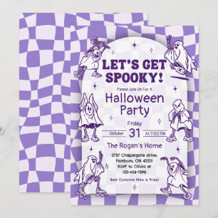 Retro Groovy Lass uns Gruselig Geist Halloween Tei Einladung