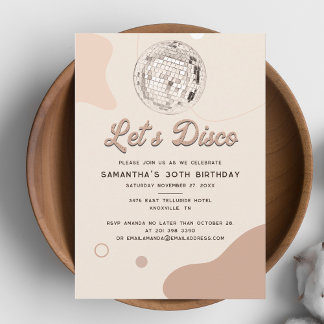Retro Groovy Lasse Disco 30. Geburtstag Party Einladung