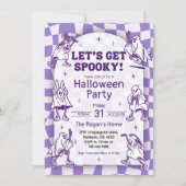Retro Groovy Lasst uns einen Spooky Ghost Hallowee Einladung (Vorderseite)