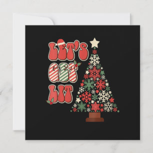 Retro Groovy Lasst uns feiern Lustige Weihnachtsbä Einladung