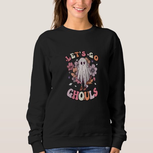 Retro Groovy Lasst uns Ghule Geist 70er Hippie Hal Sweatshirt (Vorderseite)