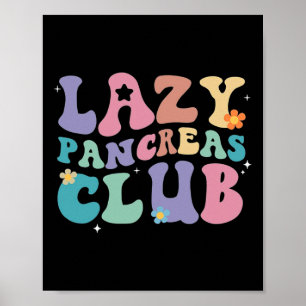 Retro Groovy Lazy Pankreas Club Typ 1 Diabetes Aw Poster