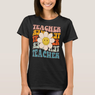 Retro Groovy Lehrer Blume zurück zur Schule T-Shirt
