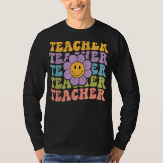 Retro Groovy Lehrer Inspiration farbenfroh zurück T-Shirt