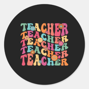 Retro Groovy Lehrer Inspiration Happy Ck to Sch Runder Aufkleber