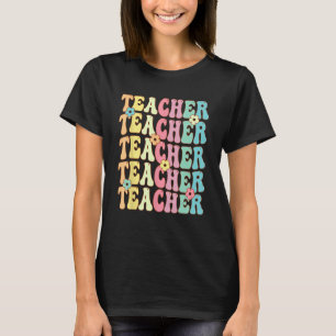Retro Groovy Lehrer Inspirierend Bunte Rückseite T T-Shirt