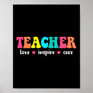 Retro Groovy Lehrer Inspirierend Zurück zur Schule Poster