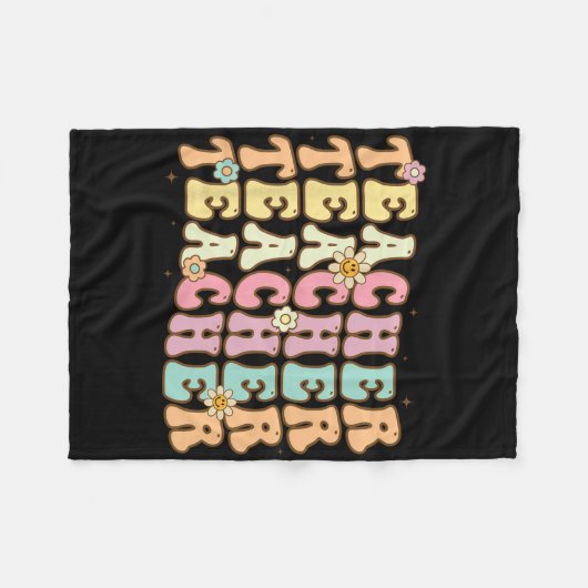 Retro Groovy Lehrer inspirierende farbige Ck to Fleecedecke (Vorderseite (Horizontal))