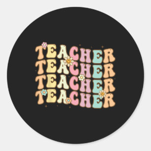 Retro Groovy Lehrer inspirierende farbige Ck to Runder Aufkleber