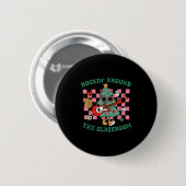 Retro Groovy Lehrer Weihnachten Rockin 'Around The Button (Vorne & Hinten)