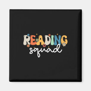 Retro Groovy Lesegruppe Mädchen Jungen Süßes Lesen Magnet