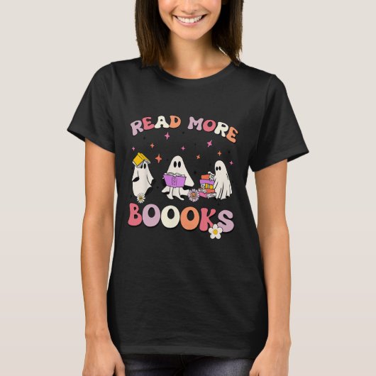 Retro Groovy Lesen Sie mehr Bücher Ghost Boghoul F T-Shirt (Vorderseite)