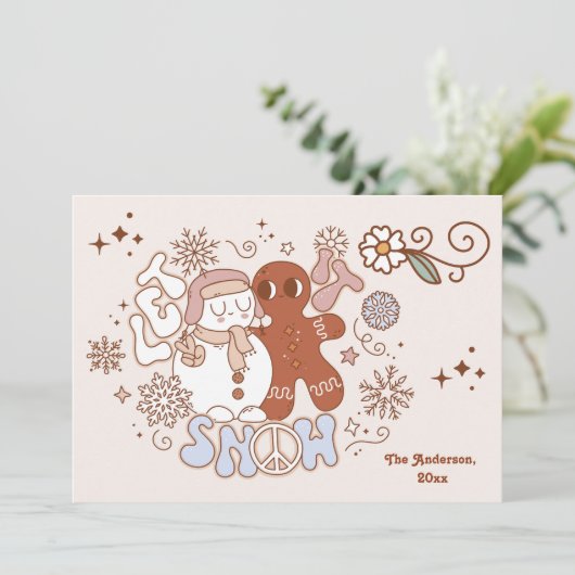 Retro Groovy Let it Schnee Weihnachten (Stehend Vorderseite)