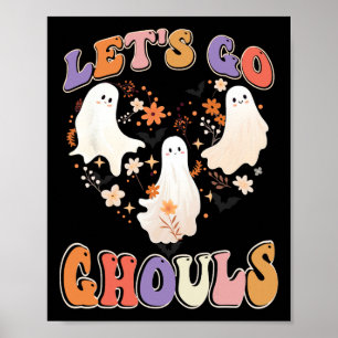 Retro Groovy Let's Go Ghouls Fun Halloween Paare Poster