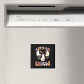 Retro Groovy Let's Go Ghouls Funny Halloween Coupl Magnet (In Situ (Geschirrspüler))