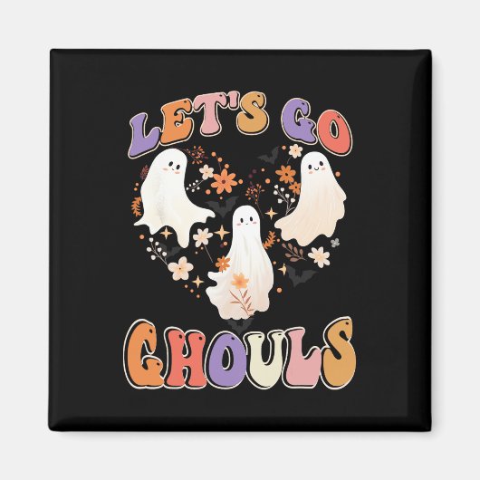 Retro Groovy Let's Go Ghouls Funny Halloween Coupl Magnet (Vorne)