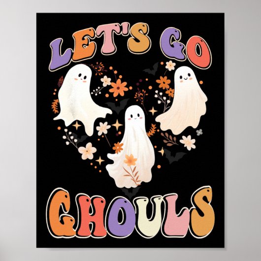Retro Groovy Let's Go Ghouls Funny Halloween Coupl Poster (Vorne)