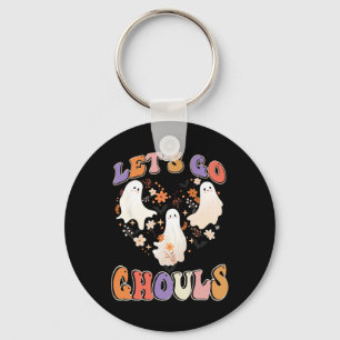 Retro Groovy Let's Go Ghouls Funny Halloween Coupl Schlüsselanhänger
