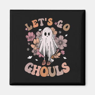 Retro Groovy Let's Go Ghouls Ghost 70er Hippie Hal Magnet