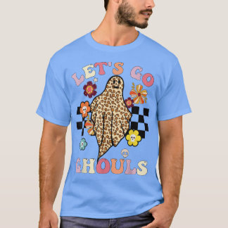 Retro Groovy Let's Go Ghouls Ghost Leopard Hallowe T-Shirt