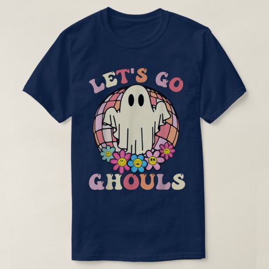 Retro Groovy Let's Go Ghouls Halloween Ghost Costu T-Shirt (Design vorne)
