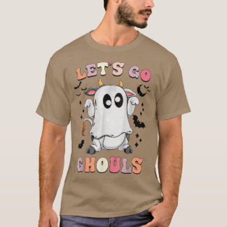 Retro Groovy Let's Go Ghouls Halloween Ghost Kuh C T-Shirt