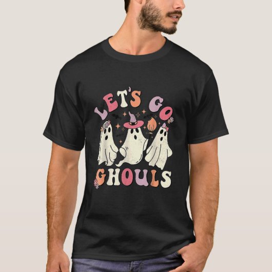 Retro Groovy Let's Go Ghouls Halloween Ghost Outfi T-Shirt (Vorderseite)