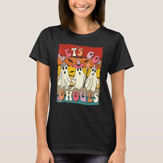 Retro Groovy Let's Go Ghouls Halloween Ghost Outfi T-Shirt (Vorderseite)