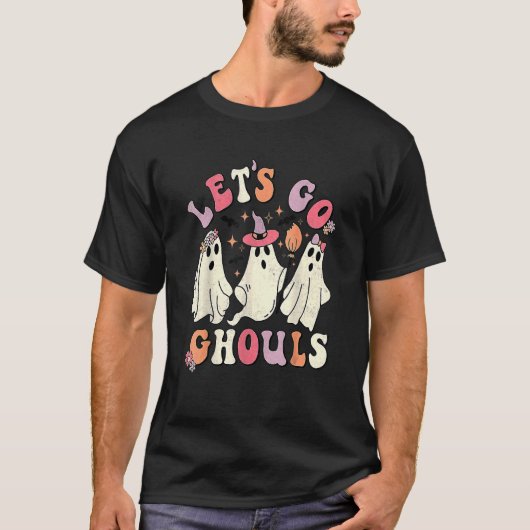 Retro Groovy Let's Go Ghouls Halloween Ghost Outfi T-Shirt (Vorderseite)